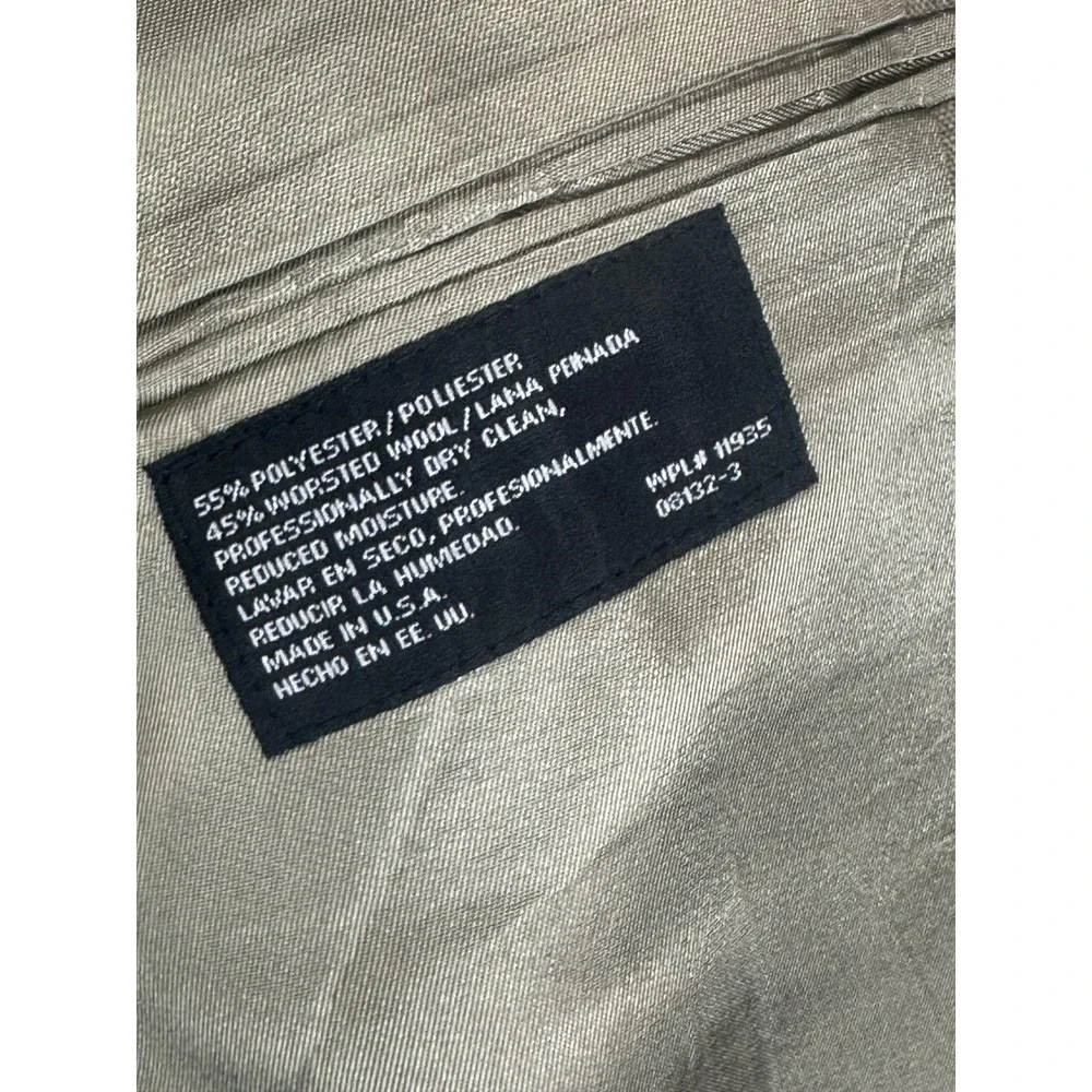 Stafford Blazer 44R Gray Brown Beige Worsted‎ Wool Gold Button Sport Coat Crest